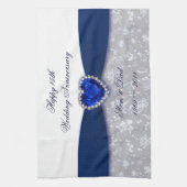 Damask 45th Wedding Jubileum Kitchen Towel Theedoek (Verticaal)