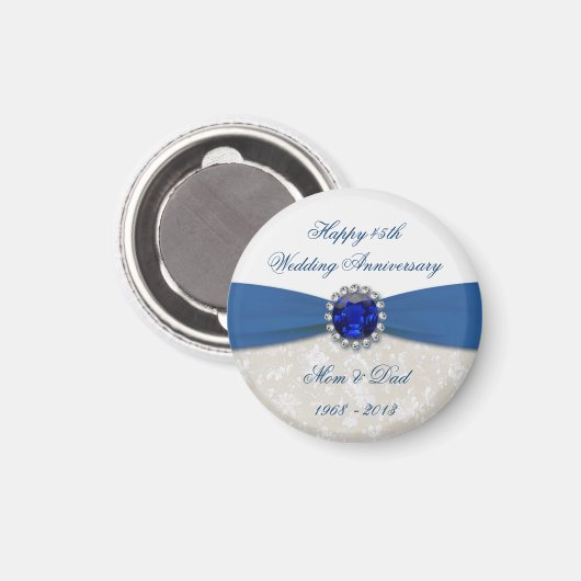 Damask 45th Wedding Jubileum magneet (Voorkant / Achterkant)