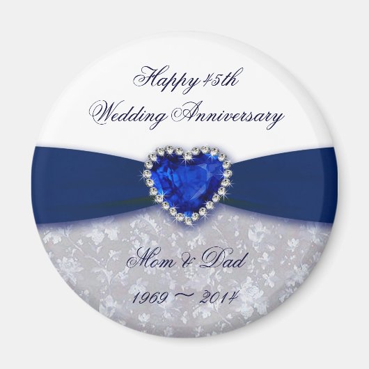 Damask 45th Wedding Jubileum Magnet (Voorkant)