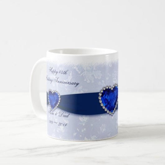 Damask 45th Wedding Jubileum Mok (Voorkant links)