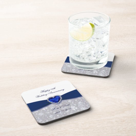 Damask 45th Wedding Jubileum Onderzetter (Rechterzijde)