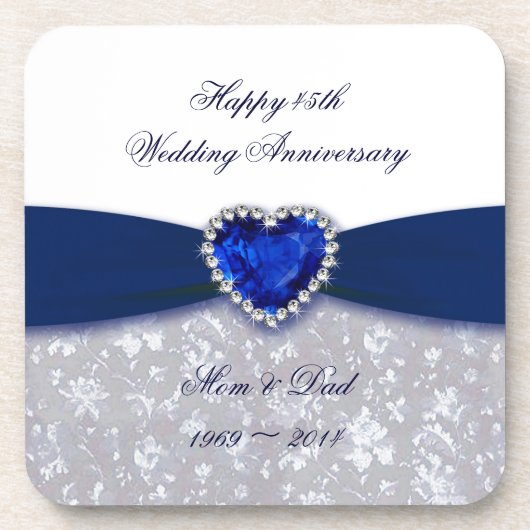 Damask 45th Wedding Jubileum Onderzetter (Voorkant)