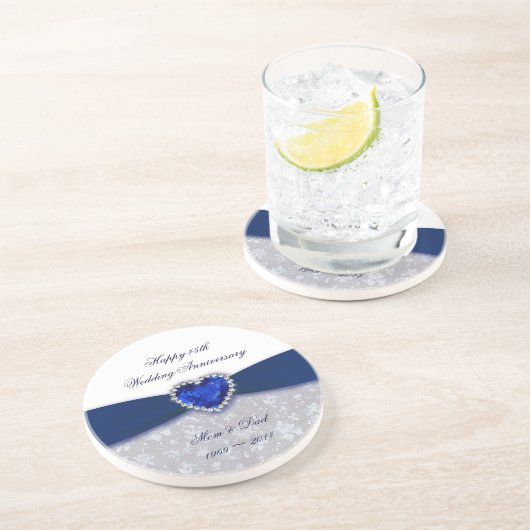 Damask 45th Wedding Jubileum Onderzetter (Zijkant)