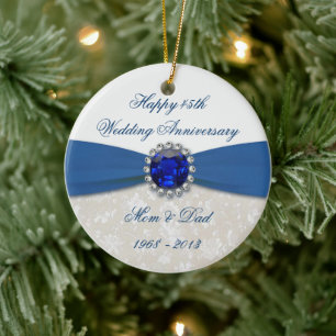 Damask 45th Wedding Jubileum Ornament