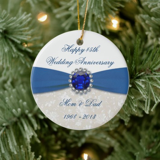Damask 45th Wedding Jubileum Ornament (Boom)