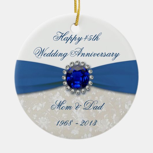 Damask 45th Wedding Jubileum Ornament (Voorkant)