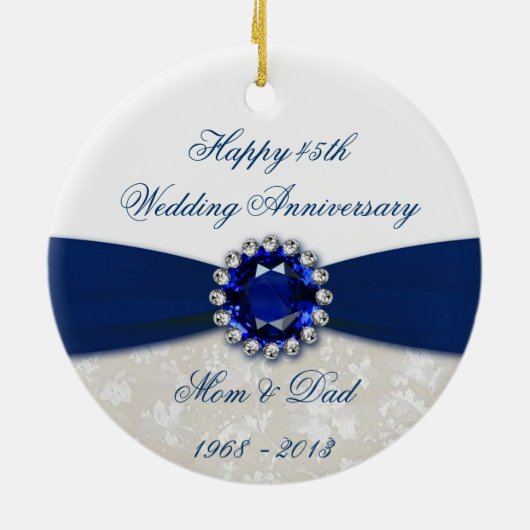 Damask 45th Wedding Jubileum Ornament (Achterkant)