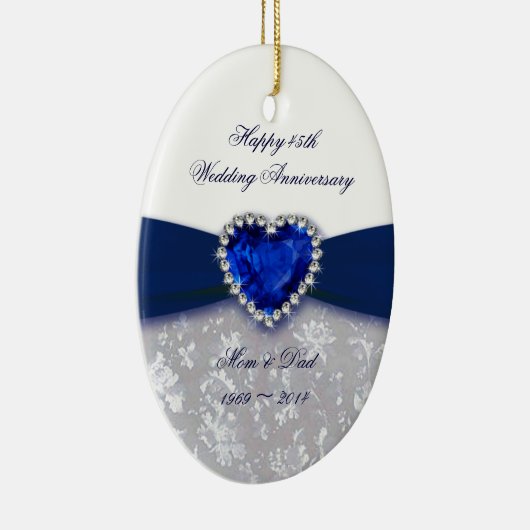 Damask 45th Wedding Jubileum Ornament (Rechts)