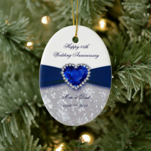 Damask 45th Wedding Jubileum Ornament