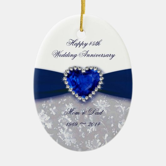 Damask 45th Wedding Jubileum Ornament (Voorkant)