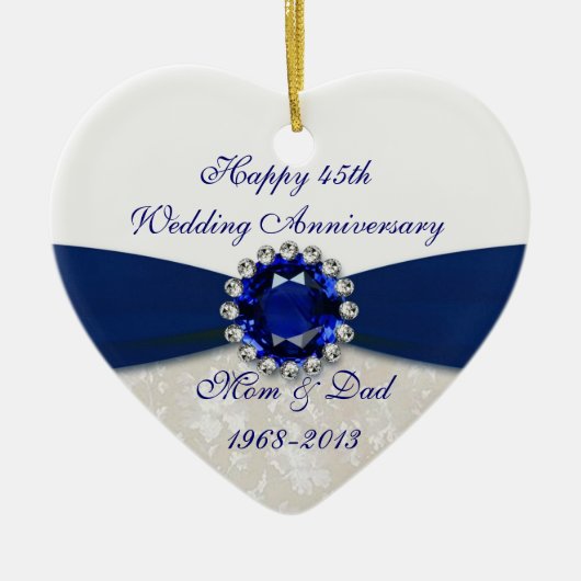 Damask 45th Wedding Jubileum Ornament (Voorkant)