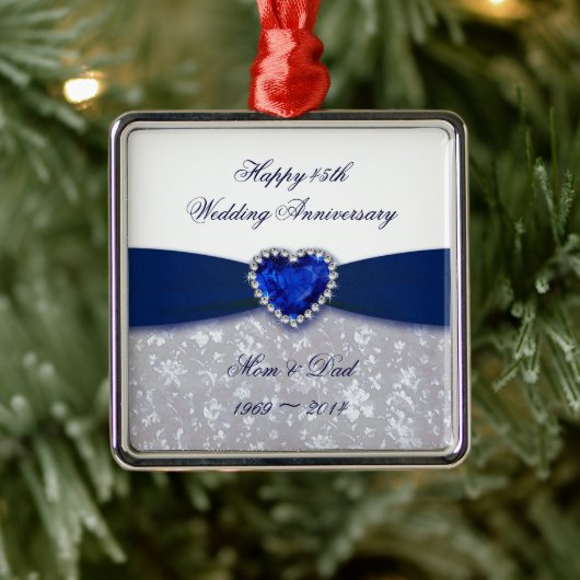 Damask 45th Wedding Jubileum Ornament (Boom)