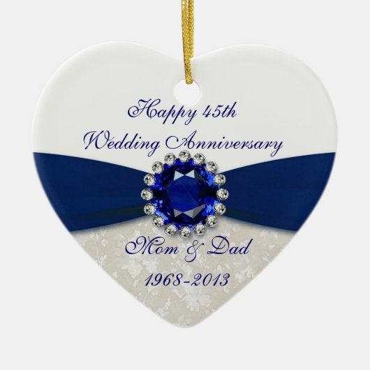Damask 45th Wedding Jubileum Ornament (Voorkant)