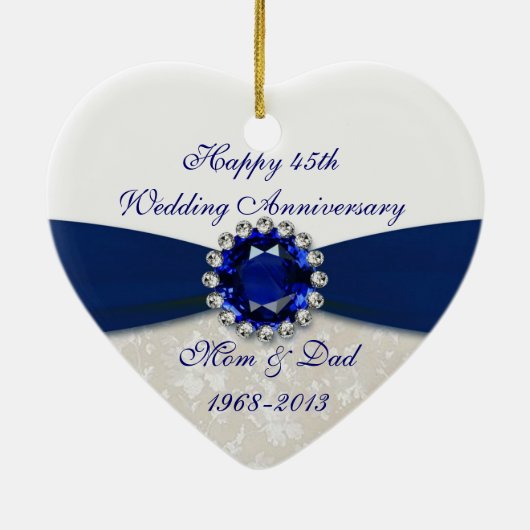 Damask 45th Wedding Jubileum Ornament (Achterkant)