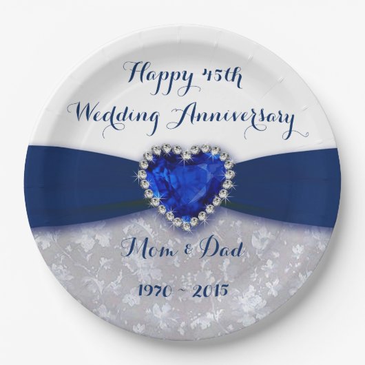 Damask 45th Wedding Jubileum Paper Bord (Voorkant)