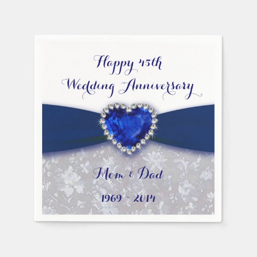 Damask 45th Wedding Jubileum Paper Napkin Servetten (Voorkant)