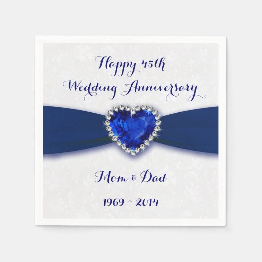Damask 45th Wedding Jubileum Paper Napkin Servetten (Voorkant)