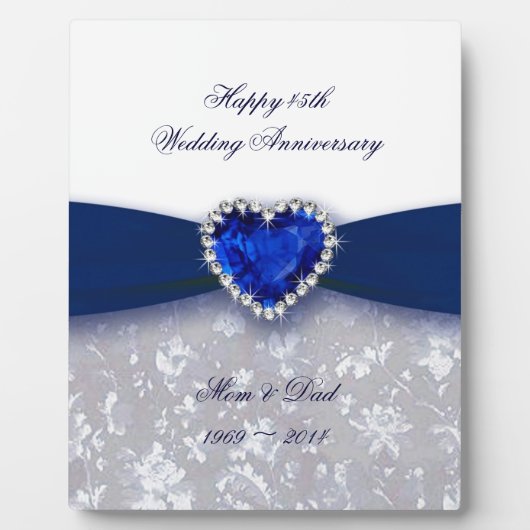 Damask 45th Wedding Jubileum Plaque Fotoplaat (Voorkant)