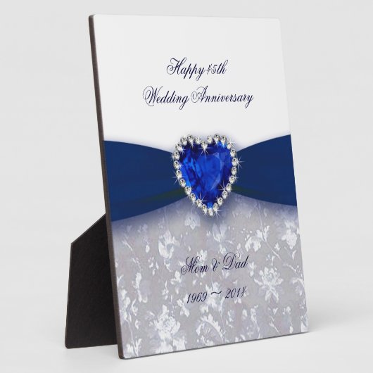 Damask 45th Wedding Jubileum Plaque Fotoplaat (Zijkant)