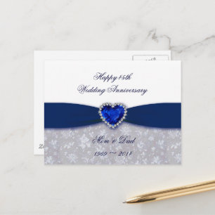 Damask 45th Wedding Jubileum Post Kaart