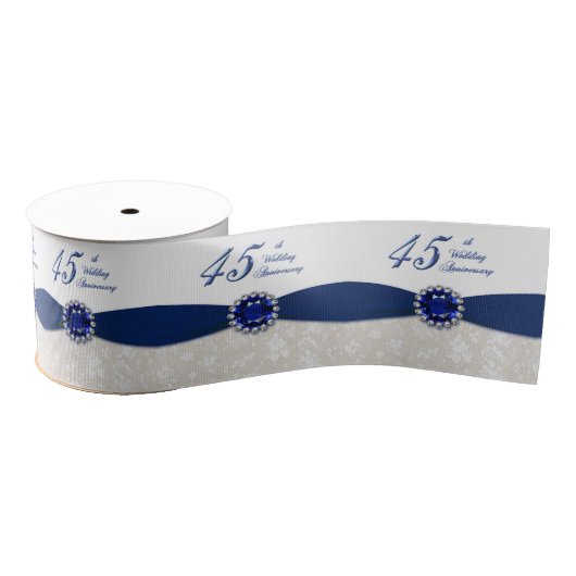Damask 45th Wedding Jubileum Ribbon Grosgrain Lint (Spoel)