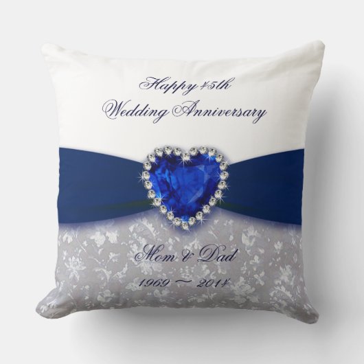 Damask 45th Wedding Jubileum Sierkussen (Voorkant)