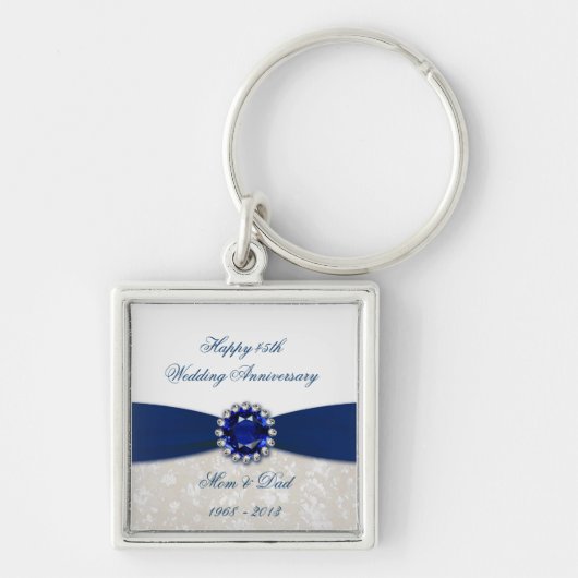 Damask 45th Wedding Jubileum Sleutelhanger (Voorkant)