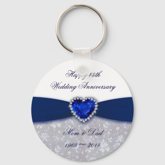 Damask 45th Wedding Jubileum Sleutelhanger (Voorkant)