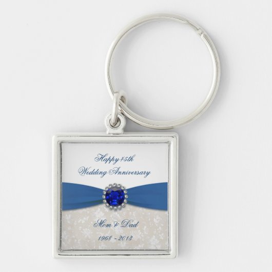 Damask 45th Wedding Jubileum Sleutelhanger (Voorkant)