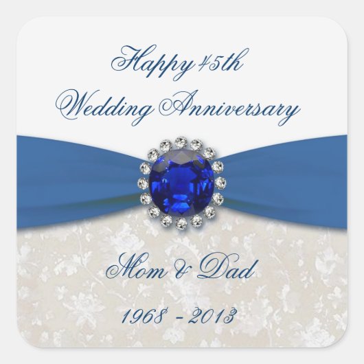 Damask 45th Wedding Jubileum Sticker (Voorkant)