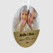 Damask 50th Golden Jubileum Foto Kerstmis Ornament (voorkant)