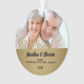 Damask 50th Golden Jubileum Foto Kerstmis Ornament (voorkant)