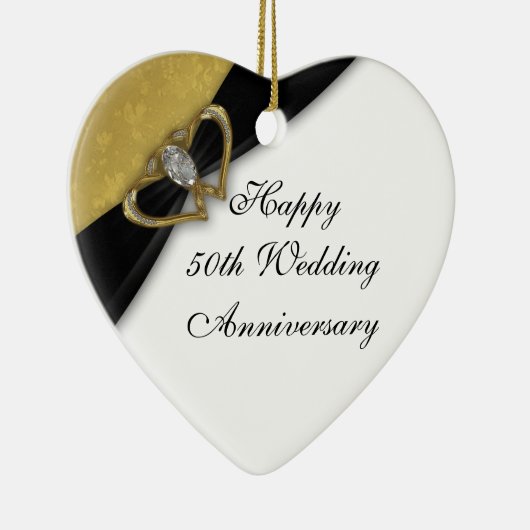 Damask 50th Wedding Jubileum Heart Ornament (Rechts)