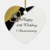 Damask 50th Wedding Jubileum Heart Ornament (Voorkant)