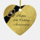 Damask 50th Wedding Jubileum Heart Ornament (Voorkant)