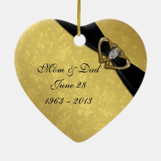 Damask 50th Wedding Jubileum Heart Ornament (Achterkant)