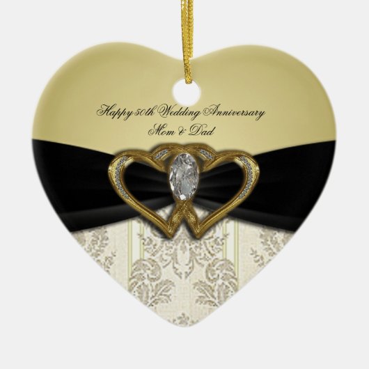 Damask 50th Wedding Jubileum Ornament (Voorkant)