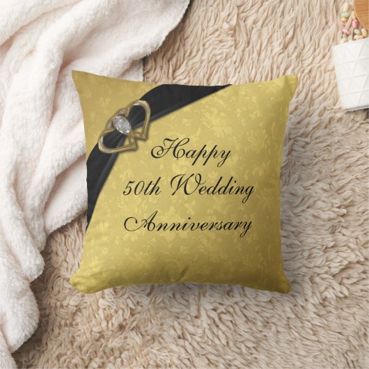 Damask 50th Wedding Jubileum Sierkussen (Deken)
