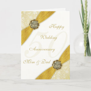 Damask 50th Wedding Jubileum Wenskaart Kaart