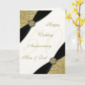 Damask 50th Wedding Jubileum Wenskaart Kaart (Gele Bloem)