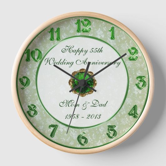 Damask 55th Wedding Anniversary Clock (Voorkant)