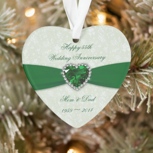 Damask 55th Wedding Jubileum AcrylOrnament Ornament (Boom)