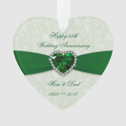 Damask 55th Wedding Jubileum AcrylOrnament Ornament (achterkant)