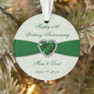 Damask 55th Wedding Jubileum AcrylOrnament Ornament