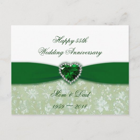 Damask 55th Wedding Jubileum Briefkaart (Voorkant)