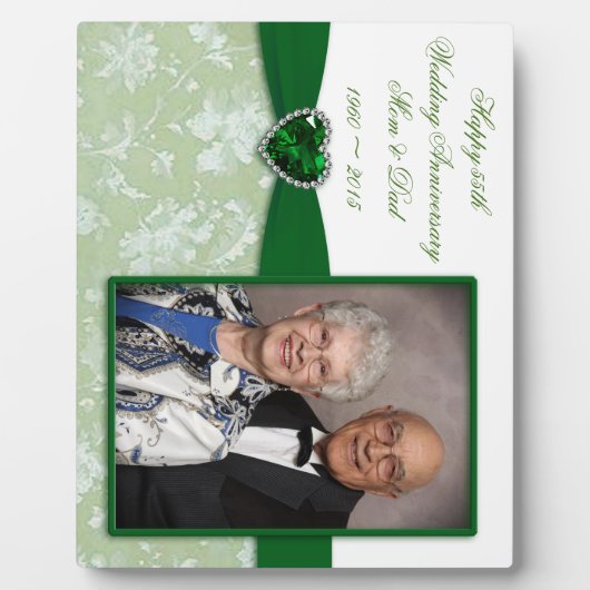 Damask 55th Wedding Jubileum Foto Plaque Fotoplaat (Voorkant)
