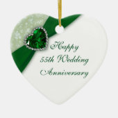 Damask 55th Wedding Jubileum Heart Ornament (Voorkant)