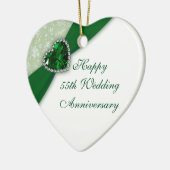 Damask 55th Wedding Jubileum Heart Ornament (Links)