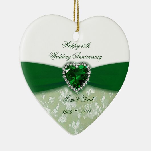 Damask 55th Wedding Jubileum Keramisch Ornament (Rechts)