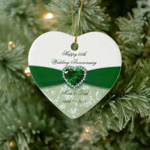 Damask 55th Wedding Jubileum Keramisch Ornament